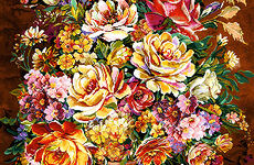 نخ و نقشه  تابلو فرش گل و گلدان یگانه فراز تبریز