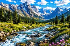 طرح و نقشه منظره کوهستان-یگانه فراز