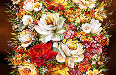 نخ و نقشه تابلو فرش گلدان رز زیبا-ارسال رایگان